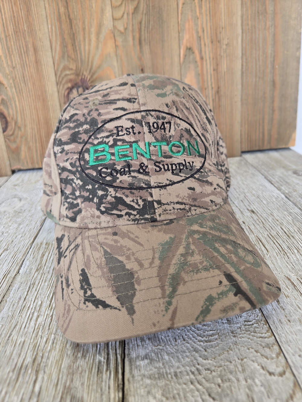 Vintage Benton Coal & Supply Camouflage Snapback Baseball Hat Ringgold Georgia